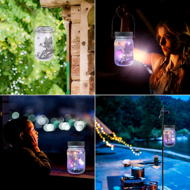 Solar Mason Jar Light Solar Lantern Fairy Lights Waterproof Hanging Standing Solar Lamp Garden Ornament for Patio Lawn Fairy Elf