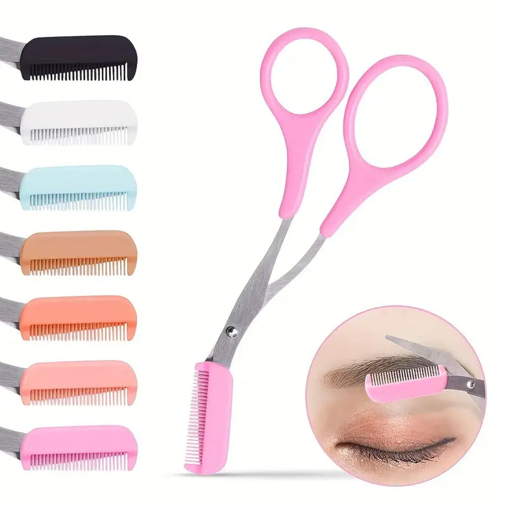 Precision Eyebrow Trimmer Scissor with Comb – Perfectly Shaped Brows Every Time! ✨✂️