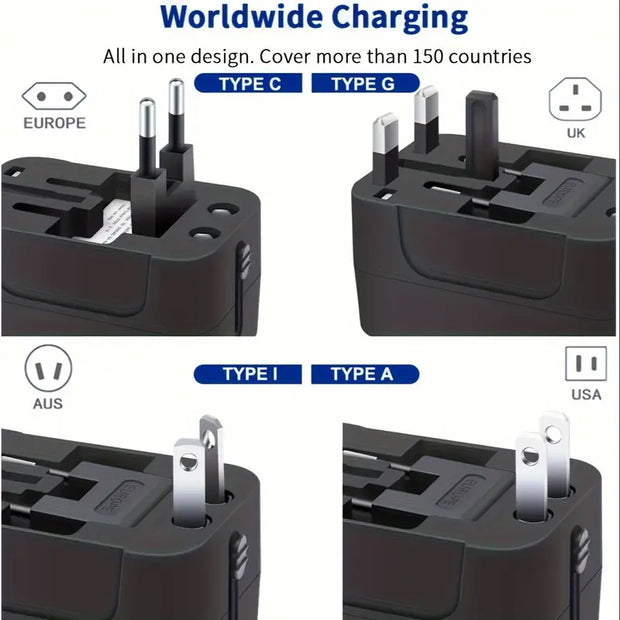 Universal Travel Adapter with Dual USB Ports – Charge Anytime, Anywhere! 🌍🔌