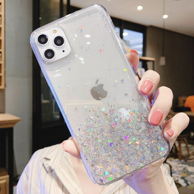 Iphone 15 12 Pro Max SE XR 8 7 14 X Sparkly Glitter Silicone Gel Case Soft Cover