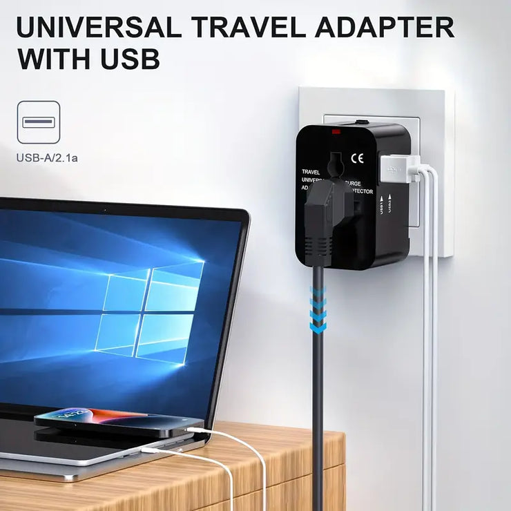 Universal Travel Adapter with Dual USB Ports – Charge Anytime, Anywhere! 🌍🔌