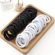 50/100pcs Black High-Elastic Hair Bands – Strong Hold, No Damage! ✨🖤