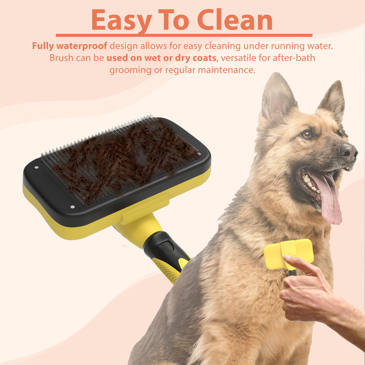 SELF CLEANING PET DOG CAT SLICKER BRUSH GROOMING for MEDIUM and LONG HAIR PETS