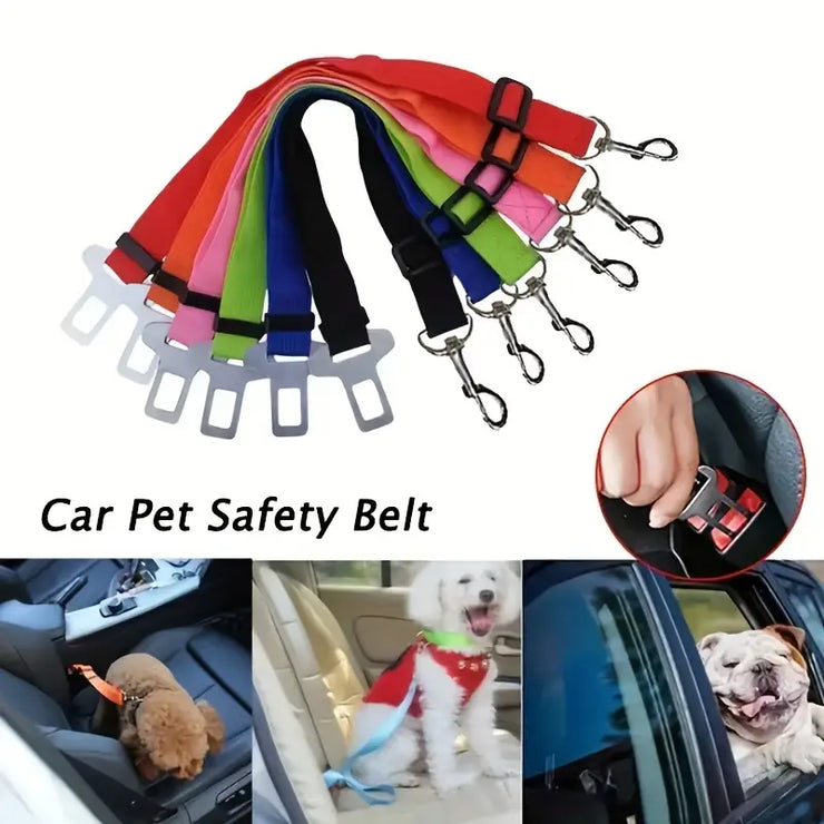 Adjustable Car Safety Seatbelt for Dogs & Cats – Secure Pet Harness Lead for Vehicles