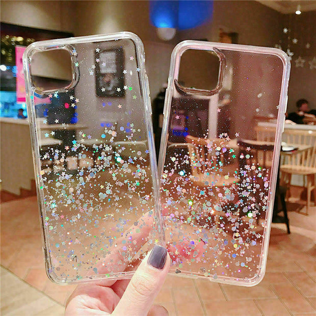 Iphone 15 12 Pro Max SE XR 8 7 14 X Sparkly Glitter Silicone Gel Case Soft Cover