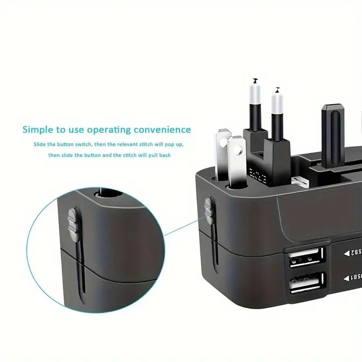 Universal Travel Adapter with Dual USB Ports – Charge Anytime, Anywhere! 🌍🔌