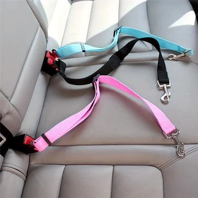 Adjustable Car Safety Seatbelt for Dogs & Cats – Secure Pet Harness Lead for Vehicles