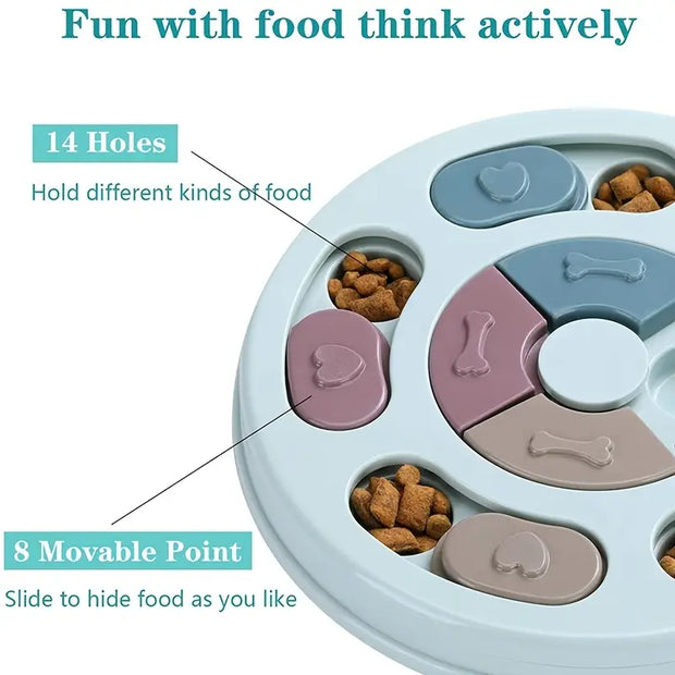 Interactive Dog Slow Feeder & Puzzle Toy – Stimulating Food Hiding Bowl for Smart Training