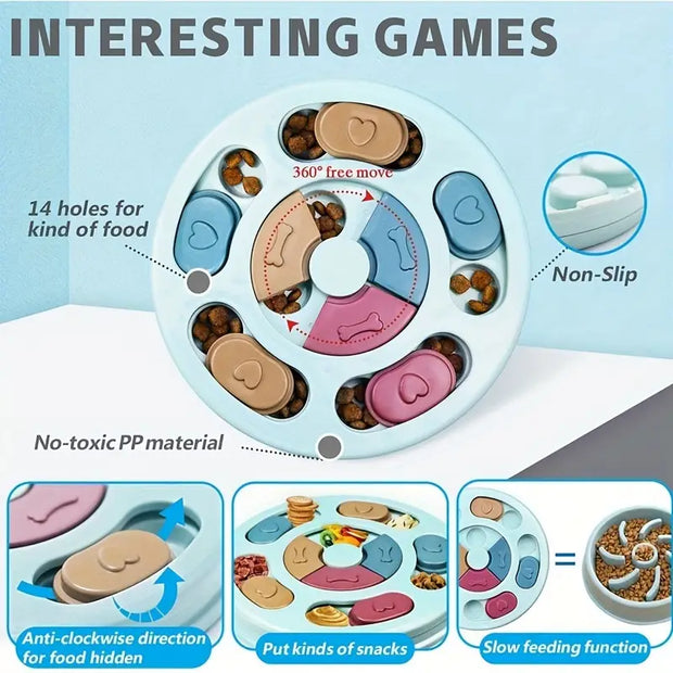 Interactive Dog Slow Feeder & Puzzle Toy – Stimulating Food Hiding Bowl for Smart Training